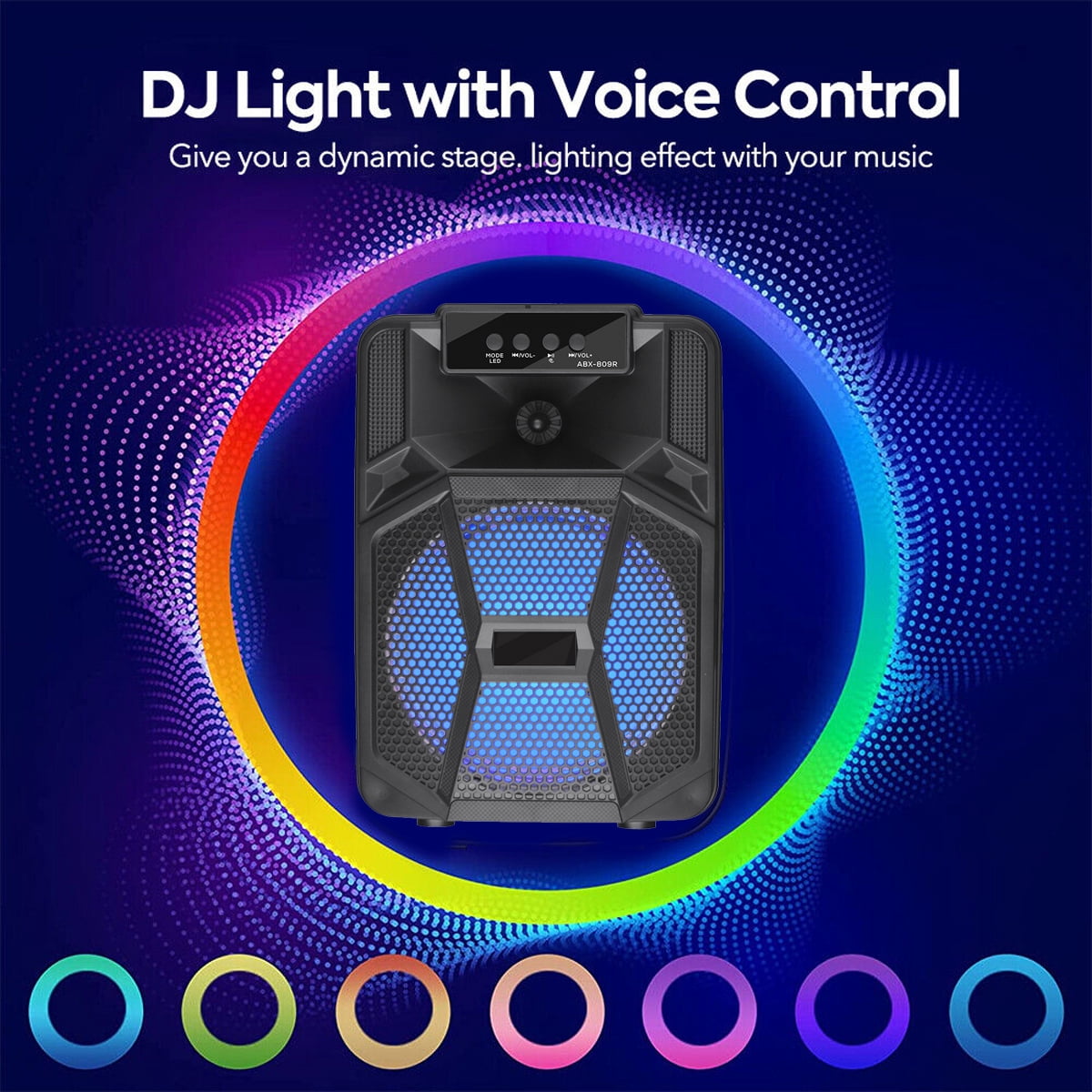 RIDWIND 1000W TWS Portable Bluetooth Speaker With 8 inch Woofer & 1.5 inch Tweeter Heavy Bass Sound System & Wired Microphone Party Lights