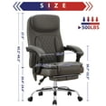 thumbnail image 3 of JONPONY Big and Tall Office Chair 500LBS Executive Office Chair Massage and Footrest Ergonomic Computer Desk Chair Reclining High Back Leather Office Chair Lumbar Back Support Swivel Rolling,Grey, 3 of 17