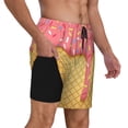 thumbnail image 3 of Gaeub Pink Ice Cream Mens Swim Trunks Stretch Beach Shorts Quick Dry for Men Swim Shorts Swimwear with Pockets- Small, 3 of 9