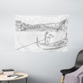 thumbnail image 1 of Venice Tapestry, Rialto Bridge with Gondola Romantic Italian Landmark Inspired Sketchy Cityscape, Wall Hanging for Bedroom Living Room Dorm Decor, 60W X 40L Inches, Black White, by Ambesonne, 1 of 2