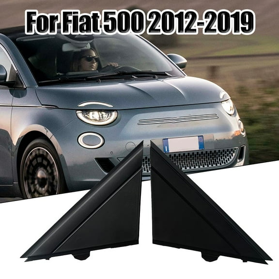 LLDI 1 Pair Car LH&RH Rear Mirror Triangle Trim Plate Fit For Fiat 500 2012-2019 Matte Black Plastic Door Mirror Flag Cover Moldings