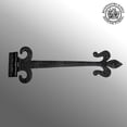 thumbnail image 3 of Renovators Supply Gate Hinges 18" Black Wrought Iron Fleur De Lis Style Strap Hinges for Gates and Doors w/Screws, 3 of 9