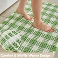 thumbnail image 3 of Alfombra de baño TYUU Waffle verde y blanca, 60 x 40 cm, absorbente, 3 of 9