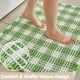 thumbnail image 3 of Alfombra de baño TYUU Waffle verde y blanca, 60 x 40 cm, absorbente, 3 of 9