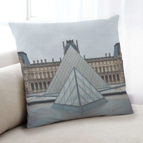 Ahgly Company Sites Louvre Museum Indoor Throw Pillow, 18 inch by 18 inch