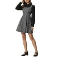 thumbnail image 2 of INSPIRE CHIC Women's Dress Tweed Plaid Sleeveless A-Line Pinafore Overall Dress L Black, 2 of 6