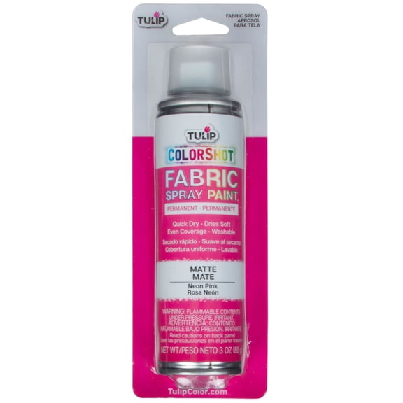 Tulip Color Shot Instant Fabric Spray Paint, 3 fl. Oz. Neon Pink, Quick Dry and Permanent