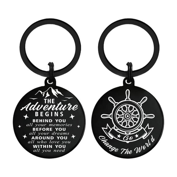 DEGASKEN Graduation Gifts Keychain For College University 2025, Stainless Steel, Black, For Her Him