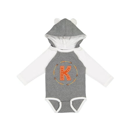 

Inktastic Monogram Letter K Tribal Arrow Gift Baby Boy or Baby Girl Long Sleeve Bodysuit