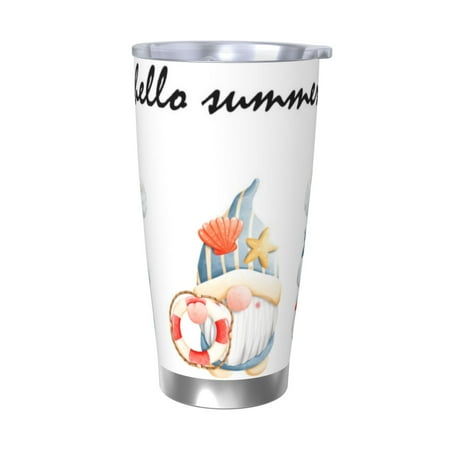 

Logiee Summer Gnome Print 20OZ Car Cup with Lid Stainless Steel Vacuum Insulated Double Wall Travel Tumbler Durable Insulated Coffee Mug Thermal Cup with Straw-Without Straw