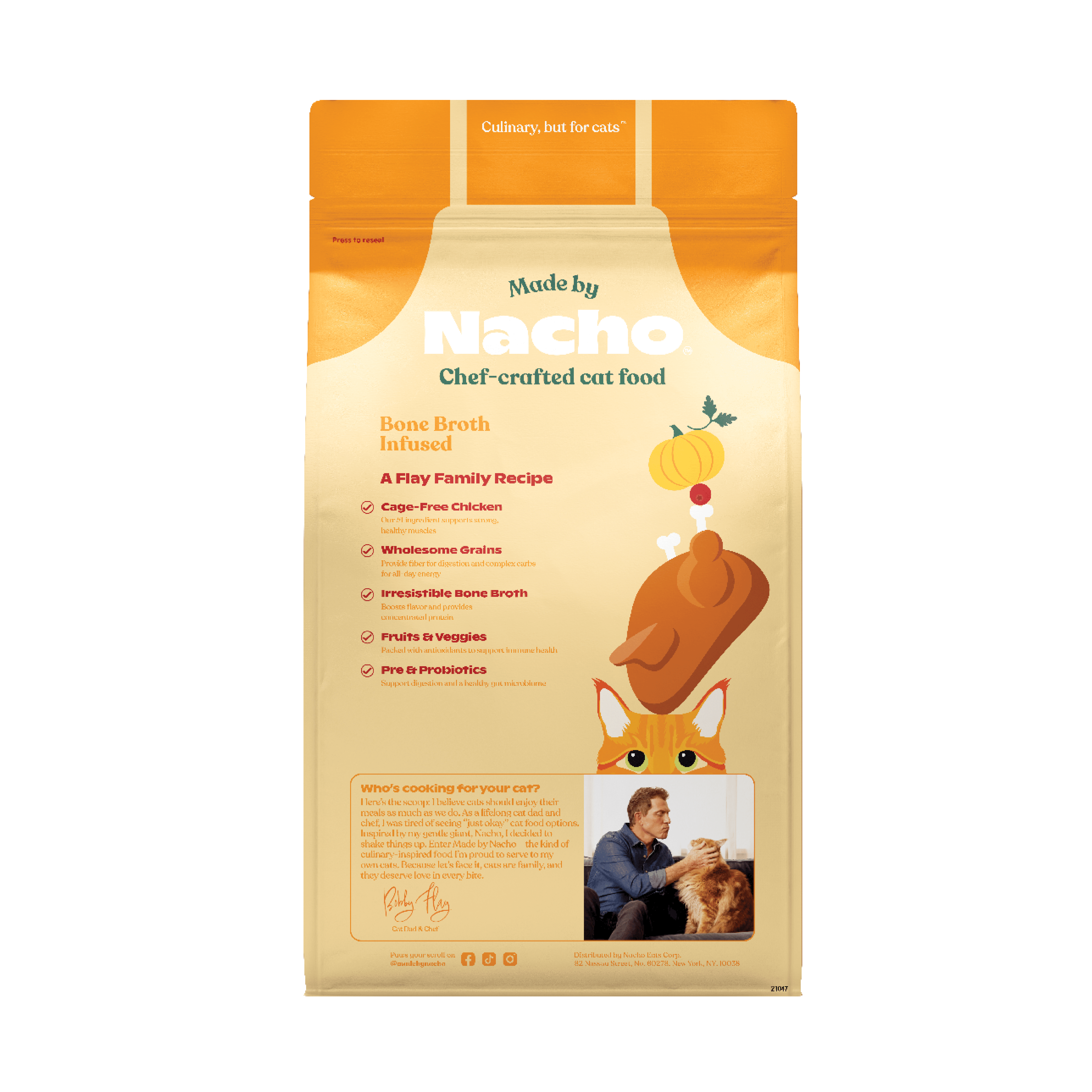 Made by Nacho Dry Cat Kibble, Infused with Bone Broth for Hydration, Sustainably Caught Salmon and Pumpkin, High Protein and Grain-Friendly Premium Cat Food, Limited Ingredients, 7.5lb Bag