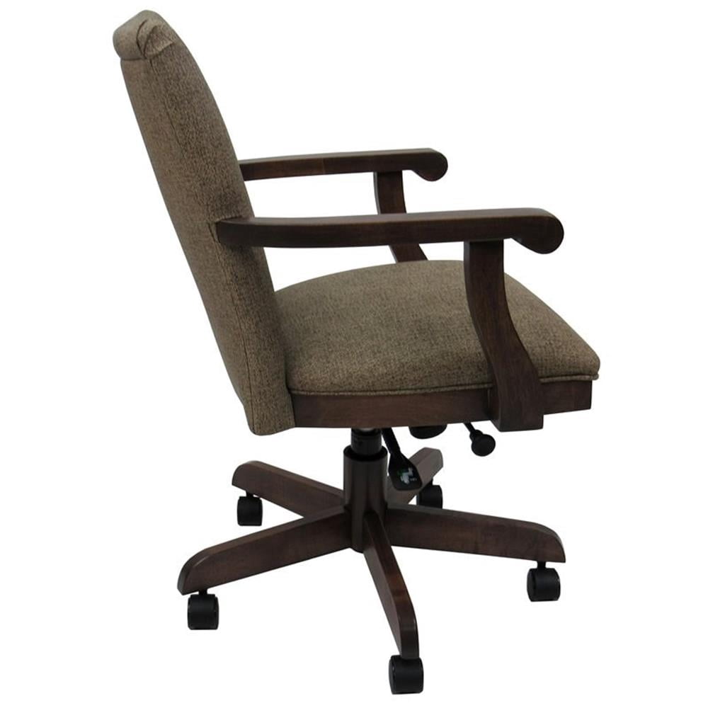 Swivel Wood Dining Caster Chair Mango Plus with Wheels in Spotted Brown
