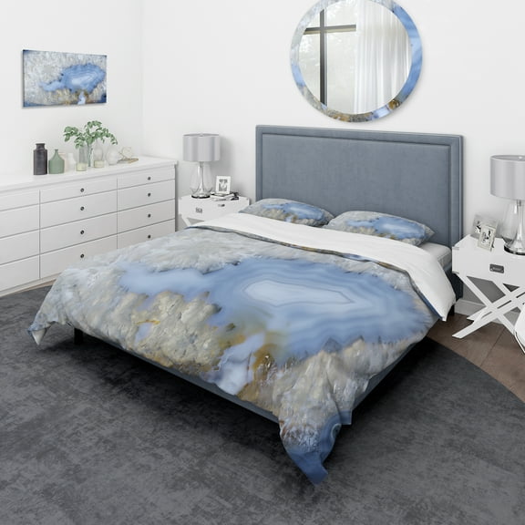 Designart 'Blue agate' Stone Duvet Cover Set
