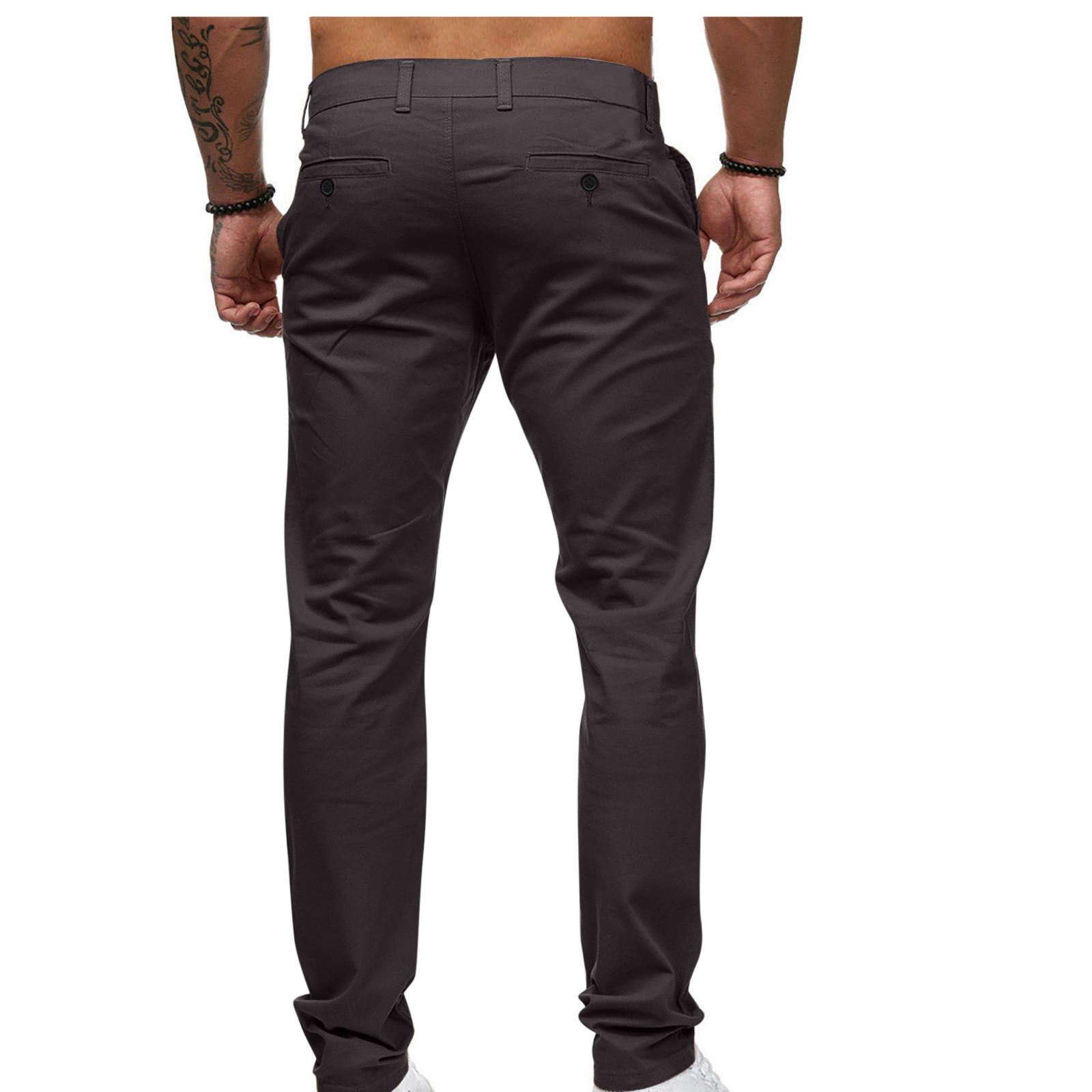 DeHolifer Mens Casual Chinos Pants Cotton Slacks Elastic Waistband Classic Fit Flat Front Khaki Pant Dark Gray 3XL - image 5 of 5
