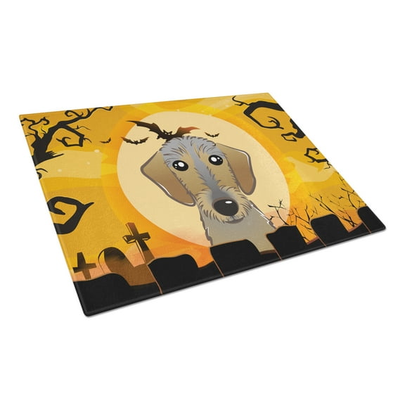 Caroline's Treasures Halloween Wirehaired Dachshund Glass Cutting Board Large