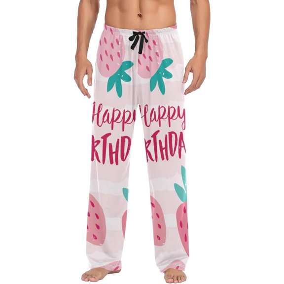 Cute Strawberry Ghost Pajama Pants, Men's Lounge Pants Light with Drawstring and Pockets, Christmas New Year Birthday Father's Day Gifts, X-Large