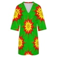 thumbnail image 5 of Flowers on Green Background Womens Dress With Pockets Summer V Neck 3/4 Sleeve Dress Plus Size Loose Dress, 5 of 7
