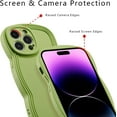 thumbnail image 4 of for iPhone 14 Pro Max Case 6.7 Inch Curly Wave Frame Phone Case Cute Design Color Aesthetic Phone Case Soft TPU Shockproof Protective Bumper Case Cover for Girls, Green, 4 of 7