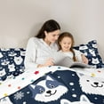 thumbnail image 5 of Homewish Kawaii Cartoon Wolves Queen Comforter Set,Jungle Animal Bedding Sets,White Deepblue Bedding Comforter Set For Kids,Breathable Home Decor Reversible,3pcs, 5 of 8