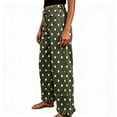 thumbnail image 4 of Cmtiyu Jeans for Women, Casual High Waist Polka Dot Print Wide Leg Pants With Ruffles, Baggy Daliy Denim Trousers with Pockets, S-L, 4 of 6