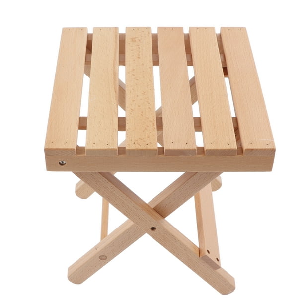 Cergrey Portable Folding Wood Stool Fishing Stool Portable Folding Wood Stool Multifunctional Wood Small Bench For Oudoor Fishing Camping Picnic Garde