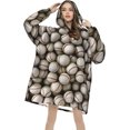 thumbnail image 4 of Baseball Print Oversized Blanket Hoodie, Wearable Blanket Adult For Women Men And Teenager, Super Soft Warm Flannel Fluffy Hooded Blankets Sweatshirt With Big Pocket, 4 of 8