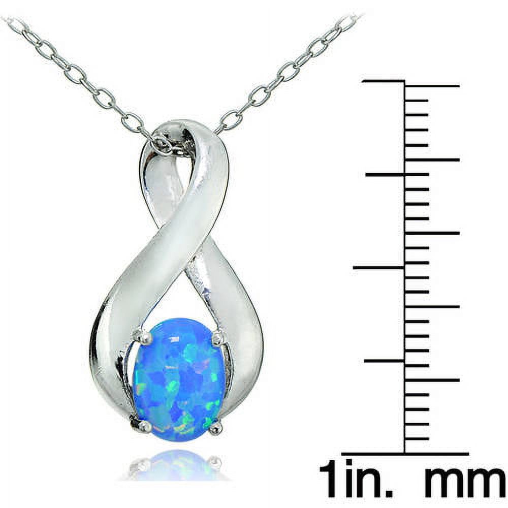 Created Blue Opal Sterling Silver Infinity Necklace