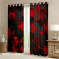 thumbnail image 2 of Erosebridal Honeycomb Geometry Curtains for Living Room, Black Red 30%-50% Blackout Curtains Set of 2 (42x63), Abstract Curtains and Drapes (42x63), Window Drapes Room Decor, 2 of 6
