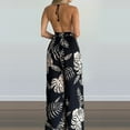 thumbnail image 4 of Aayomet Jumpsuits For Women Casual Backless Print Fashion Leg Jumpsuit Women Halter Floral Slit Women's Jumpsuit,Black XXL, 4 of 4