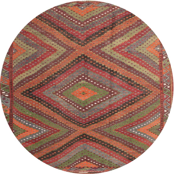 Ahgly Company Machine Washable Indoor Round Traditional Red Area Rugs, 4' Round