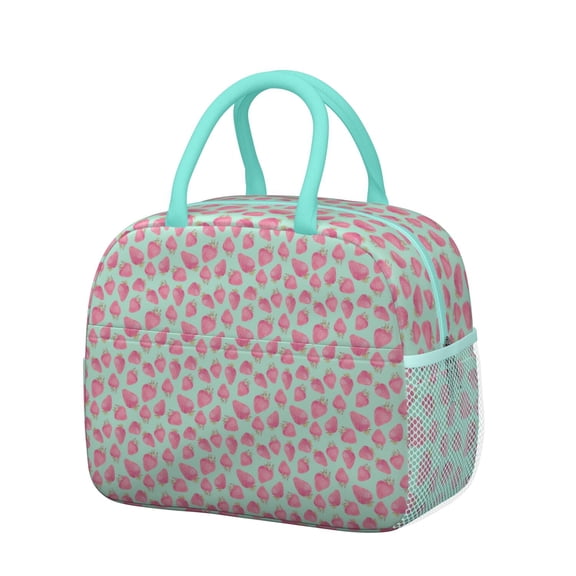 Lunch Bag Lunch Box for Women Reusable Insulated Lunch Bags,Water-Resistant Strawberry Plants Fruit Cooler Lunch Tote Bag, Large Capacity for Work Travel Picnic