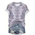 thumbnail image 5 of Aobny Sexy Tops for Women Going Out Purple Plus T-Shirt Western Short Sleeve Fitted T-Shirts for Women, 5 of 6