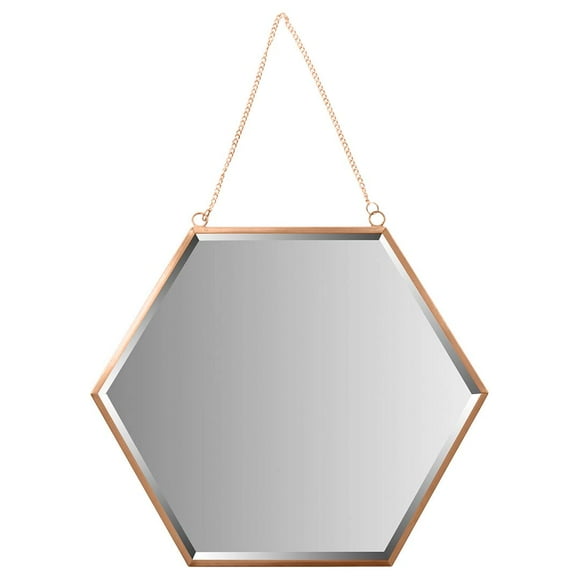 Koyal Wholesale Rose Gold Beveled Hexagon Mirror for Wall Decor, Modern Hanging Home D茅cor, 12 Inch Wall Mirror