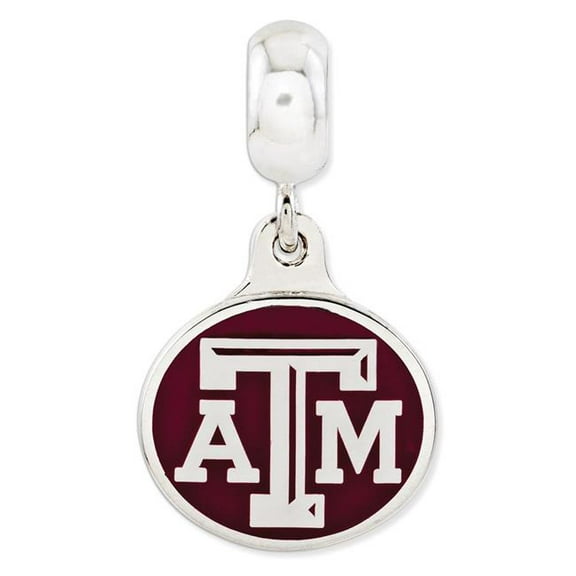 Finest Gold Sterling Silver Texas A & M University Collegiate Enameled Dangle Bead