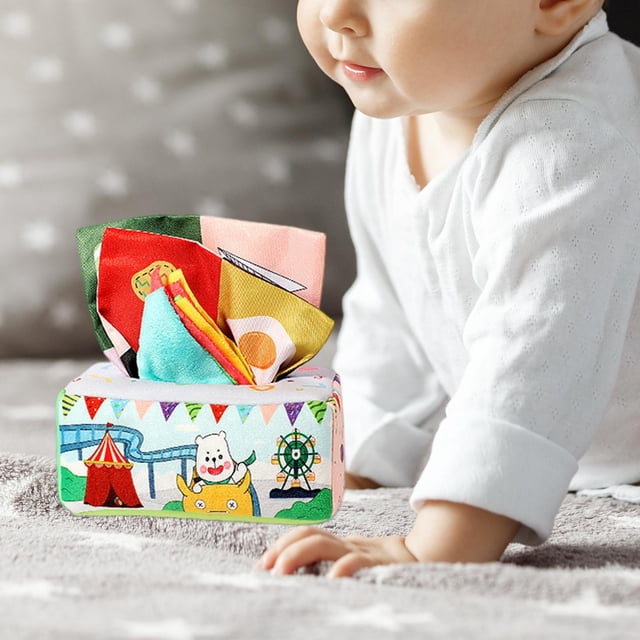 Caja de Pañuelos Juguete Montessori Baoblaze Habilidades Motoras Finas Aprendizaje Temprano Juego Sensorial