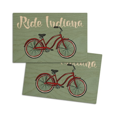 

Ride Indiana Beach Cruiser Bike (4x6 Birch Wood Postcards 2-Pack Stationary Rustic Home Wall Decor)