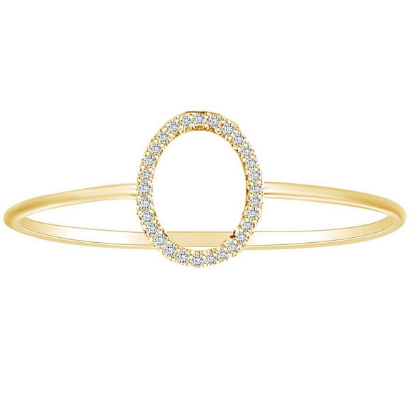 AFFY 0.1 Carat (Cttw) Round White Natural Diamond Oval Shape Engagement Ring 14K Solid Yellow Gold (I-J Color ,I2-I3 Clarity ,0.1 Carat (Cttw) Ring Size-5