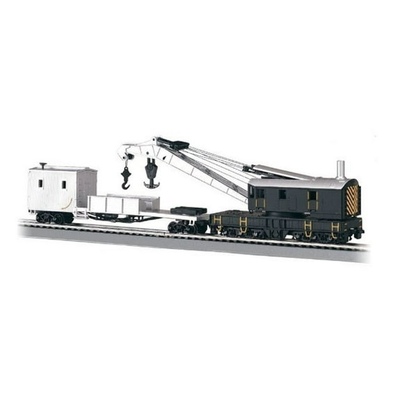 Bachmann 16149 HO Scale Painted Unlettered - 250-Ton Steam Crane & Boom Tender