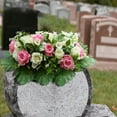 thumbnail image 6 of Artificial Cemetery Flower Saddle - 23.62" Rose Headstone Decor with Vase, Memorial Grave Flowers for Outdoor Tombstone Decorations (Pink and White), 6 of 7