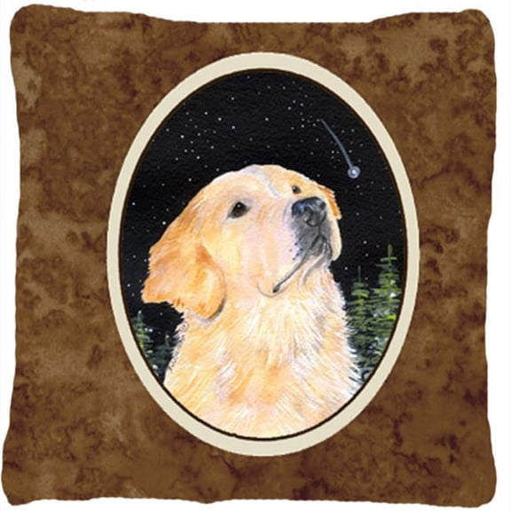 Starry Night Golden Retriever Indoor & Outdoor Decorative Fabric Pillow - 14 x 14 in.
