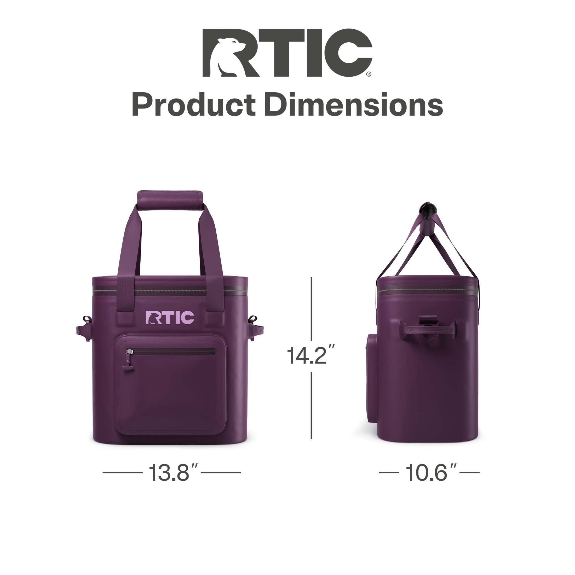 RTIC 20 Can Ultra-Tough Soft Cooler Pro, Leakproof Cooler, Waterproof Zipper, Plum