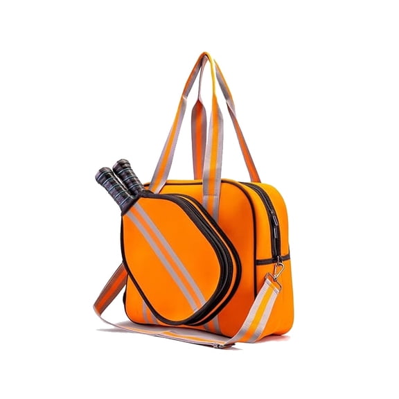Large-Capacity Waterproof Pickleball Bags for Men Womens, Adjustable Shoulder Strap Handbag with Zipper Tennis Paddle Compartment Orange Ball Bag Paddle Bag