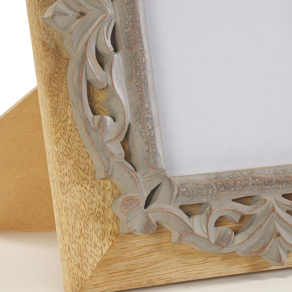 LR Home Hand Carved Decorative Filigree Table Top 5 x 7 Picture Frame DECOR20023MLT1101 brown/gray