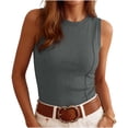 thumbnail image 5 of snilers Womens Tank Tops High Neck Sleeveless Ribbed Tank Casual Basic Thick Strap Slim Fitted Racerback Shirts S, 5 of 7