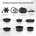 thumbnail image 2 of 20 Piece Ceramic Pots and Pans Set Non Stick, Cookware Set with Detachable Handles, Oven Safe, Induction Ready, Stackable RV Kitchen Cooking Set, Black, 2 of 8
