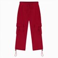 thumbnail image 4 of TAmten Boy Pants Size 7-8 Boys Baggy Cargo Sweatpants Straight Wide Leg Open Bottom Drawstring Elastic Waist Workout Athletic Joggers Sweat Pants(Red,7-8 Years), 4 of 7