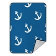 thumbnail image 1 of EREHome Tile sailor white anchor blue Throw Blanket Fleece Blankets Plush Blanket 58x80 Inch, 1 of 1