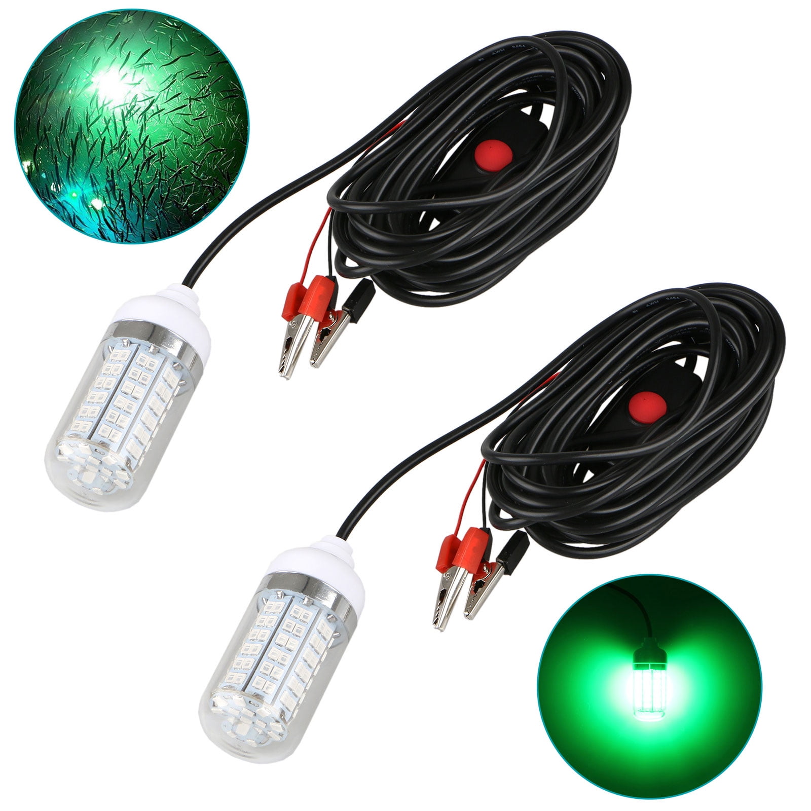 Doublele Fishing Light Underwater LED Lures Fish Finder Lamp Attracting Prawn Krill 12V