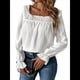 thumbnail image 3 of Blusa Informal Holgada de Larga Abullonada con Cuello Cuadrado para Mujer, Estilo Otoño L, 3 of 10