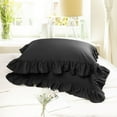 thumbnail image 3 of PiccoCasa Polyester Ruffle Pillowcases 2 Pcs with Envelope Black Standard, 3 of 7